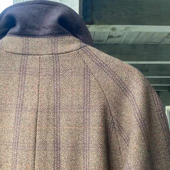 Chrysalis England Reversible Tweed Melton Wool Green Brown Check Overcoat 40 - Picture 9 of 14